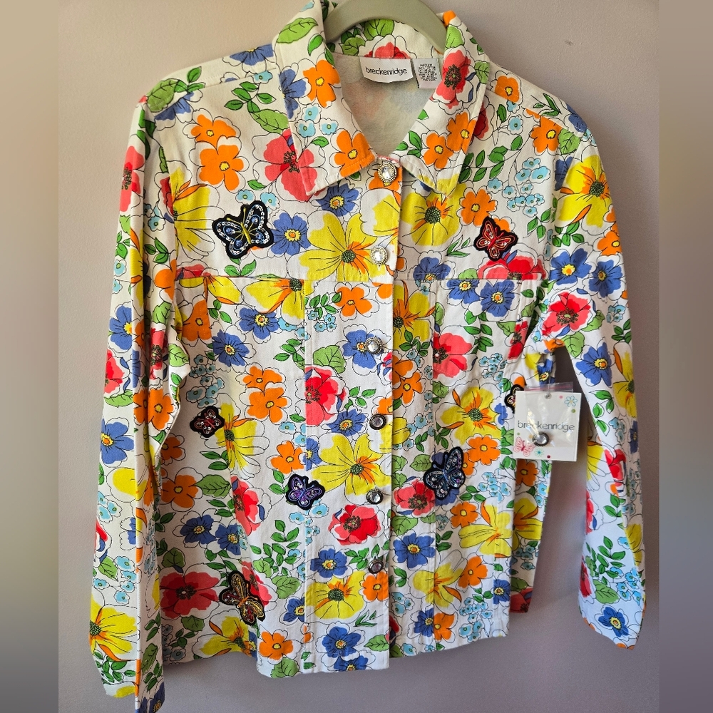 🦋 Breckenridge Vintage Floral Butterfly Patchwork Jacket-MED🌺🌻🌼🏵️🌷🏵️